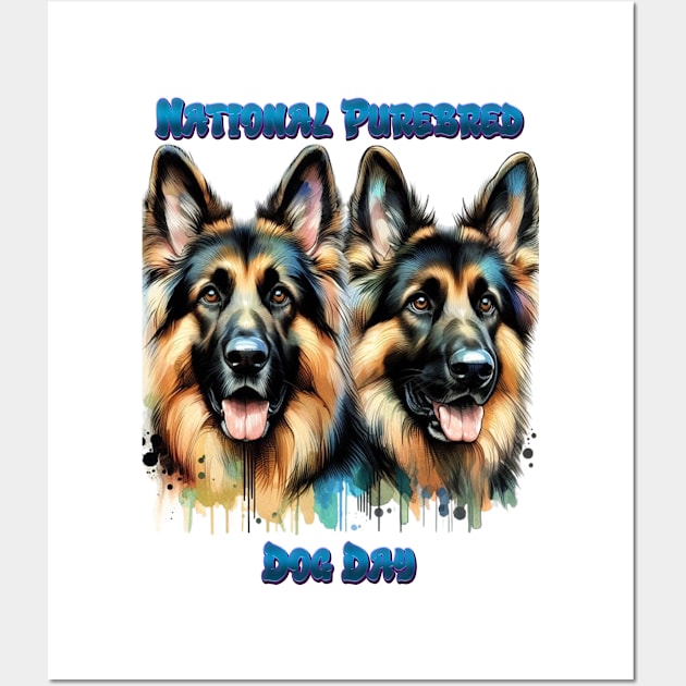 German Shepherds Celebrate Purebred Dog Day Wall Art by coollooks